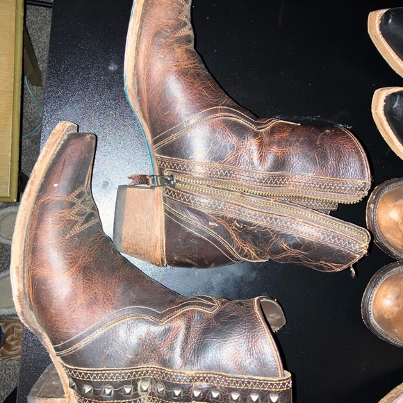 Women's Brown Leather Ankle Boots - Picture 4 of 7